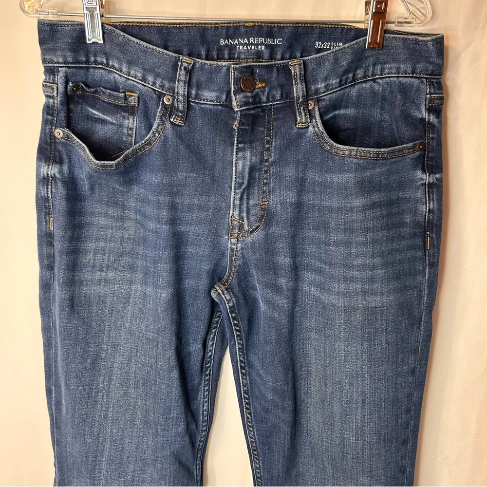 Banana Republic Men’s Dark Blue Traveler Slim Fit Jeans Denim Size 32X32